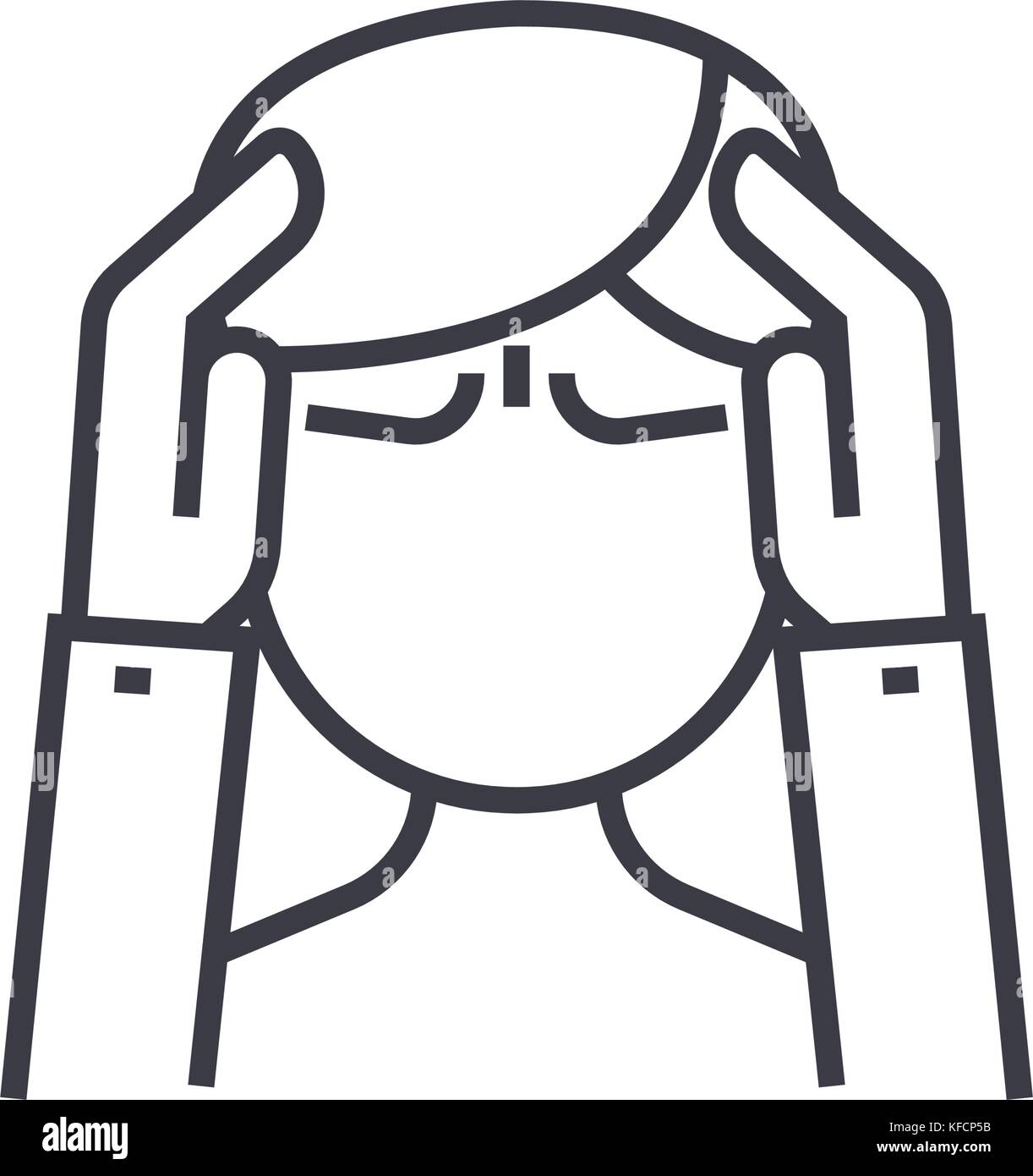 Concept de tête fine ligne vecteur icône, symbole, signe, illustration sur fond isolé Illustration de Vecteur