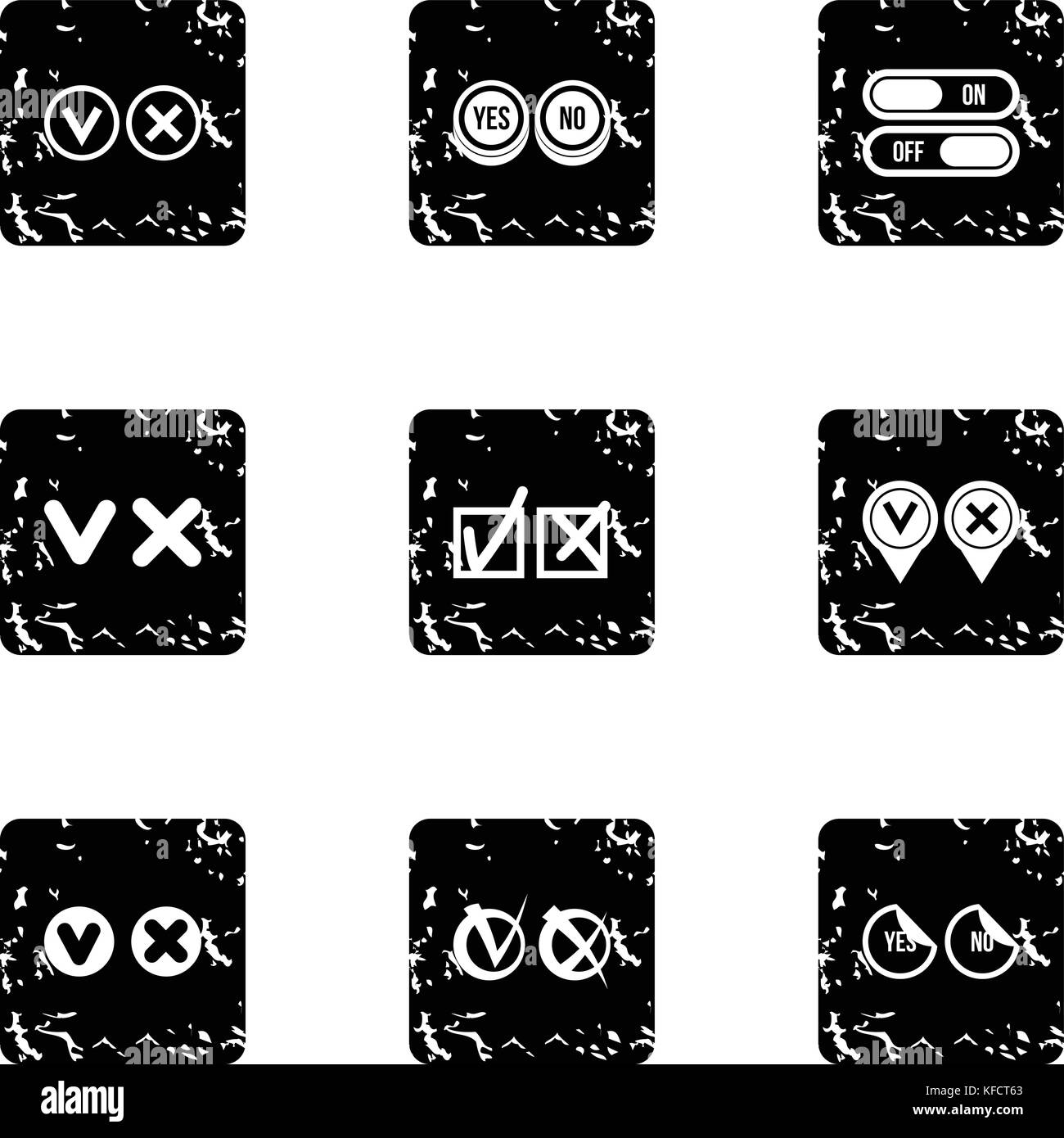 Tick icons set, grunge style Illustration de Vecteur