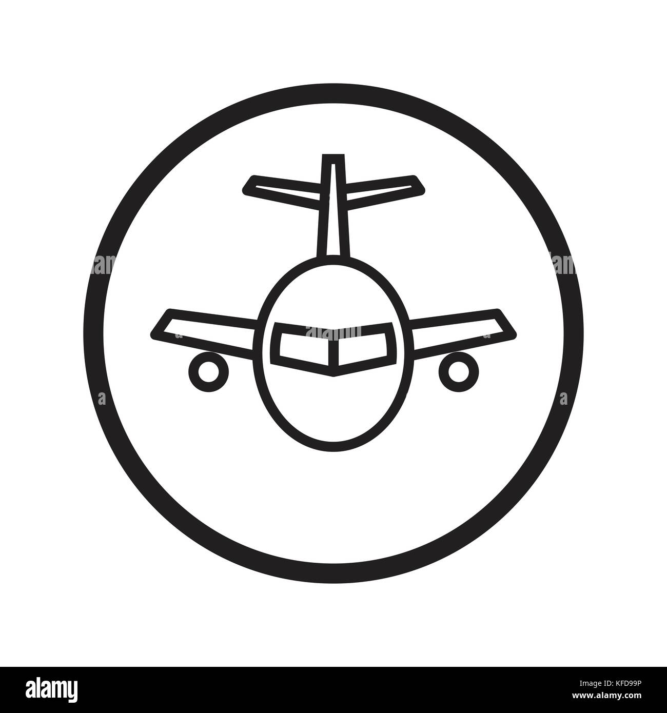 L'icône avion de transport linéaire, symbole iconique dans un cercle, sur fond blanc. vector design iconique. Illustration de Vecteur