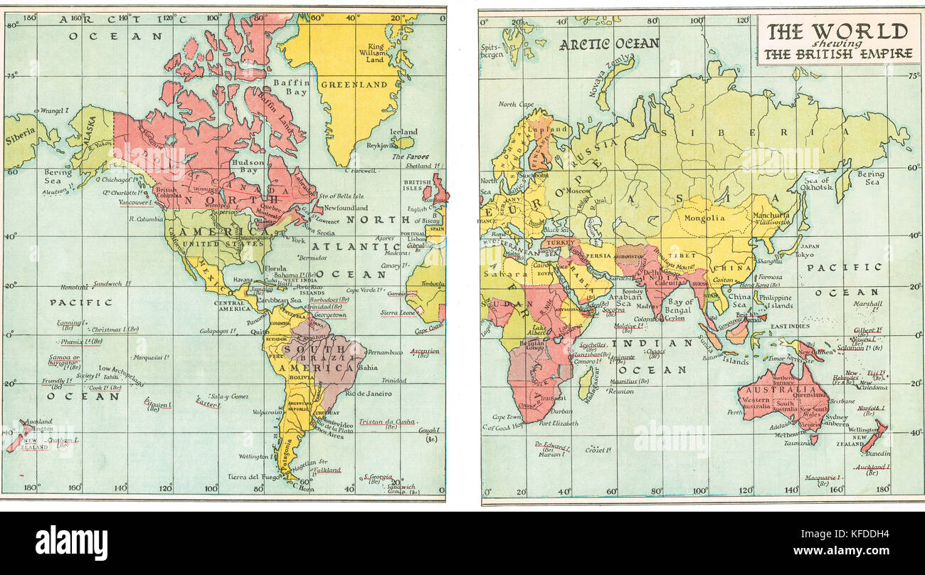 La Seconde Guerre mondiale avant 2 Carte de l'Empire britannique en 1935 Banque D'Images