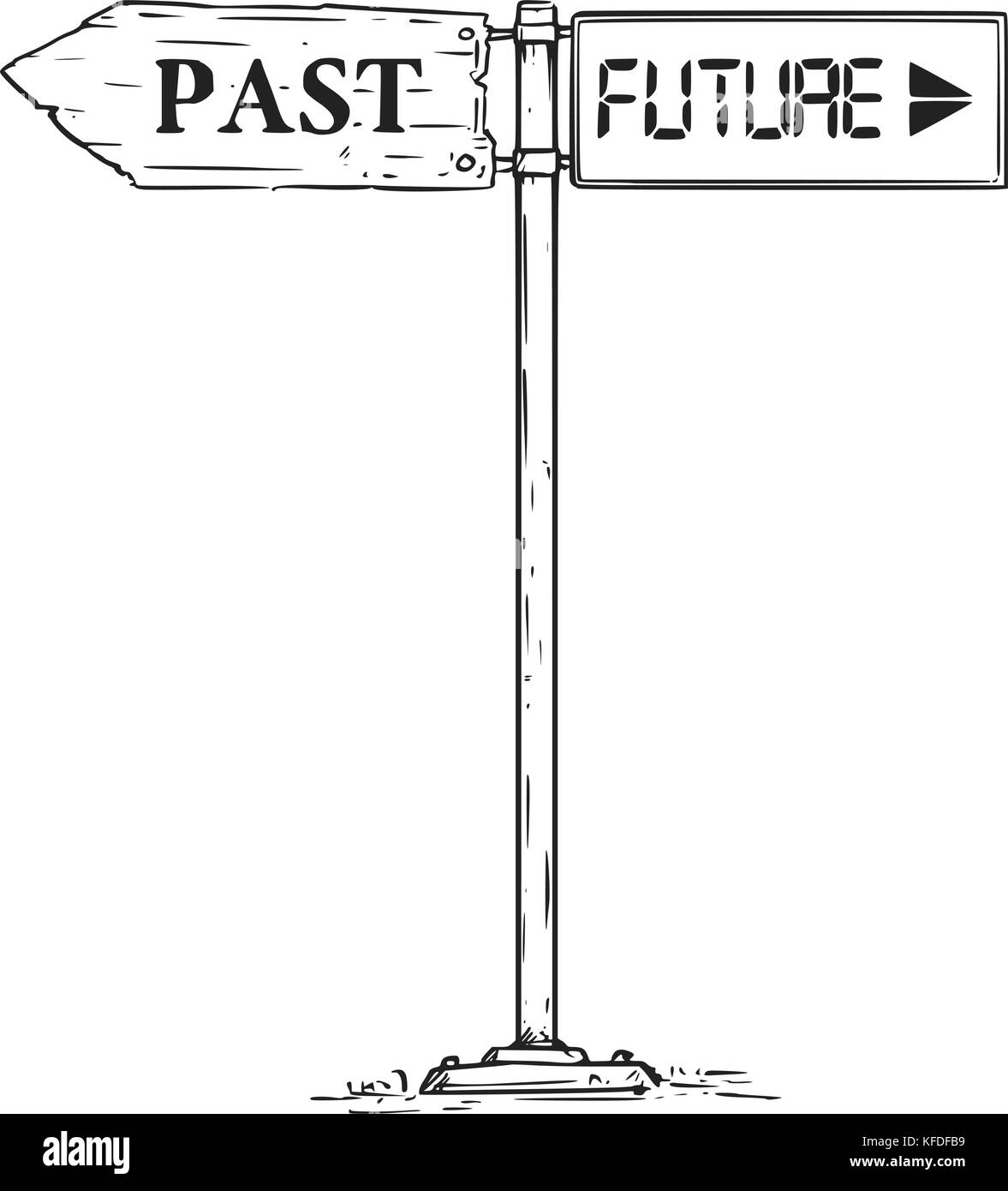 Dessin vectoriel de décision road sign passés et futurs Illustration de Vecteur