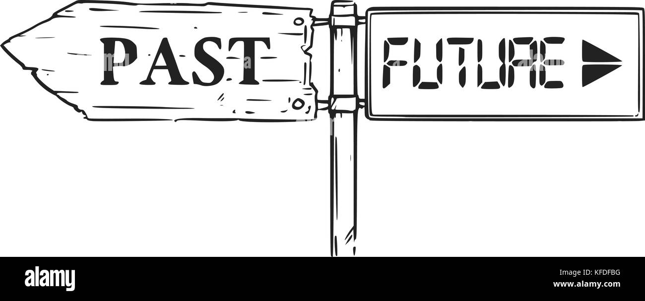 Dessin vectoriel de décision road sign passés et futurs Illustration de Vecteur