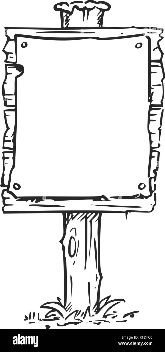 De dessin vectoriel vide vide de signe en bois Illustration de Vecteur
