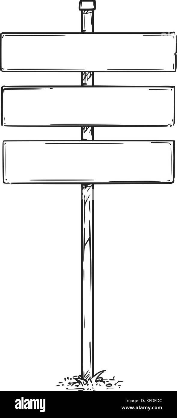 Dessin vectoriel de trois panneaux vide vide. Illustration de Vecteur