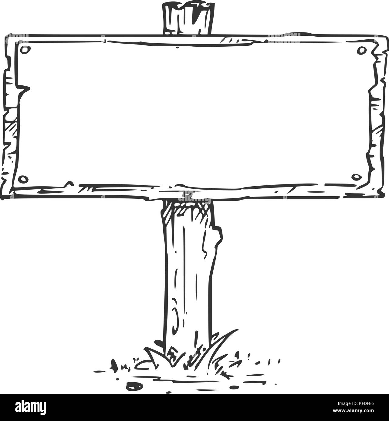 De dessin vectoriel vide vide de signe en bois Illustration de Vecteur
