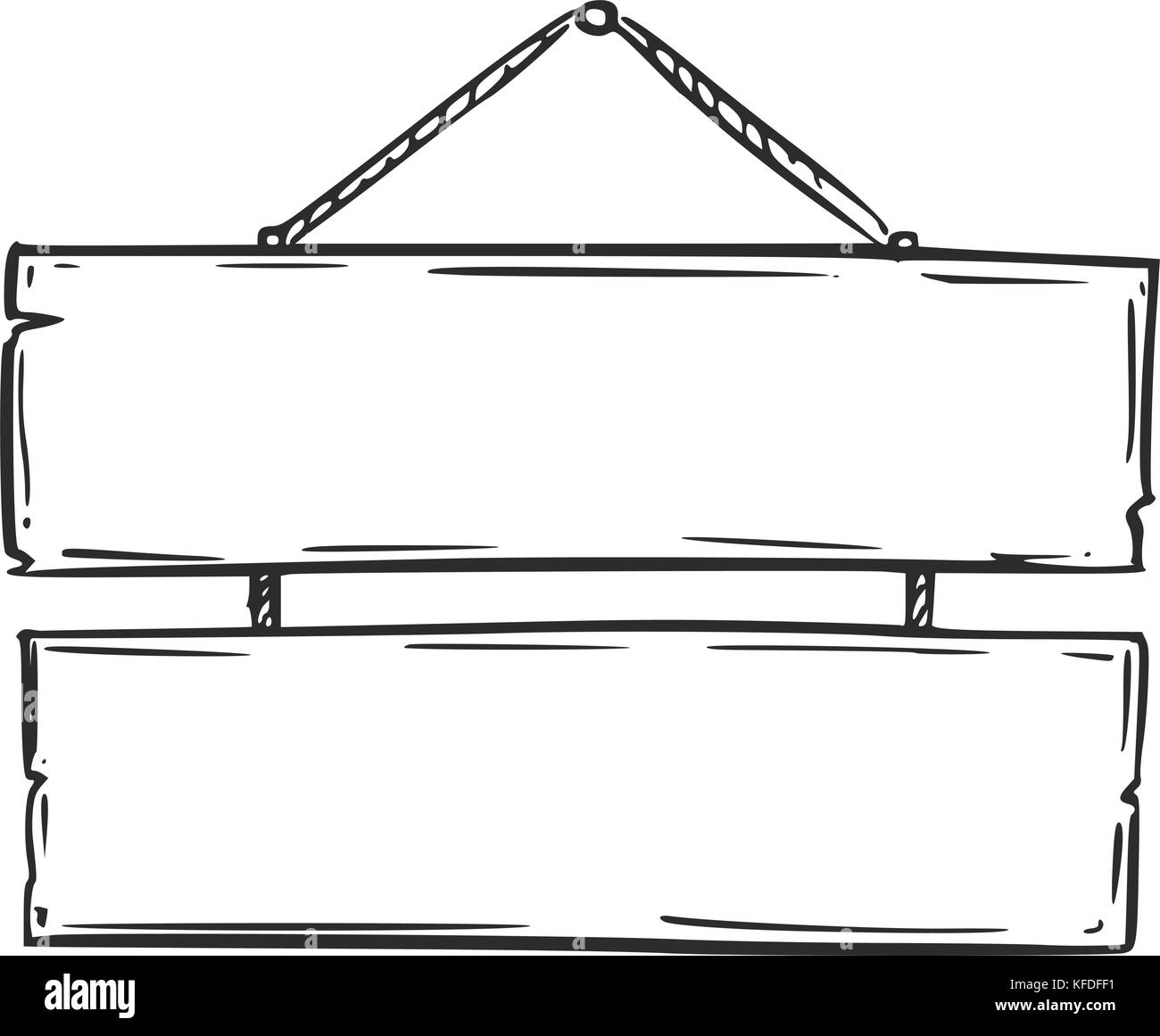 De dessin vectoriel vide vide panneau en bois avec corde conseil Illustration de Vecteur