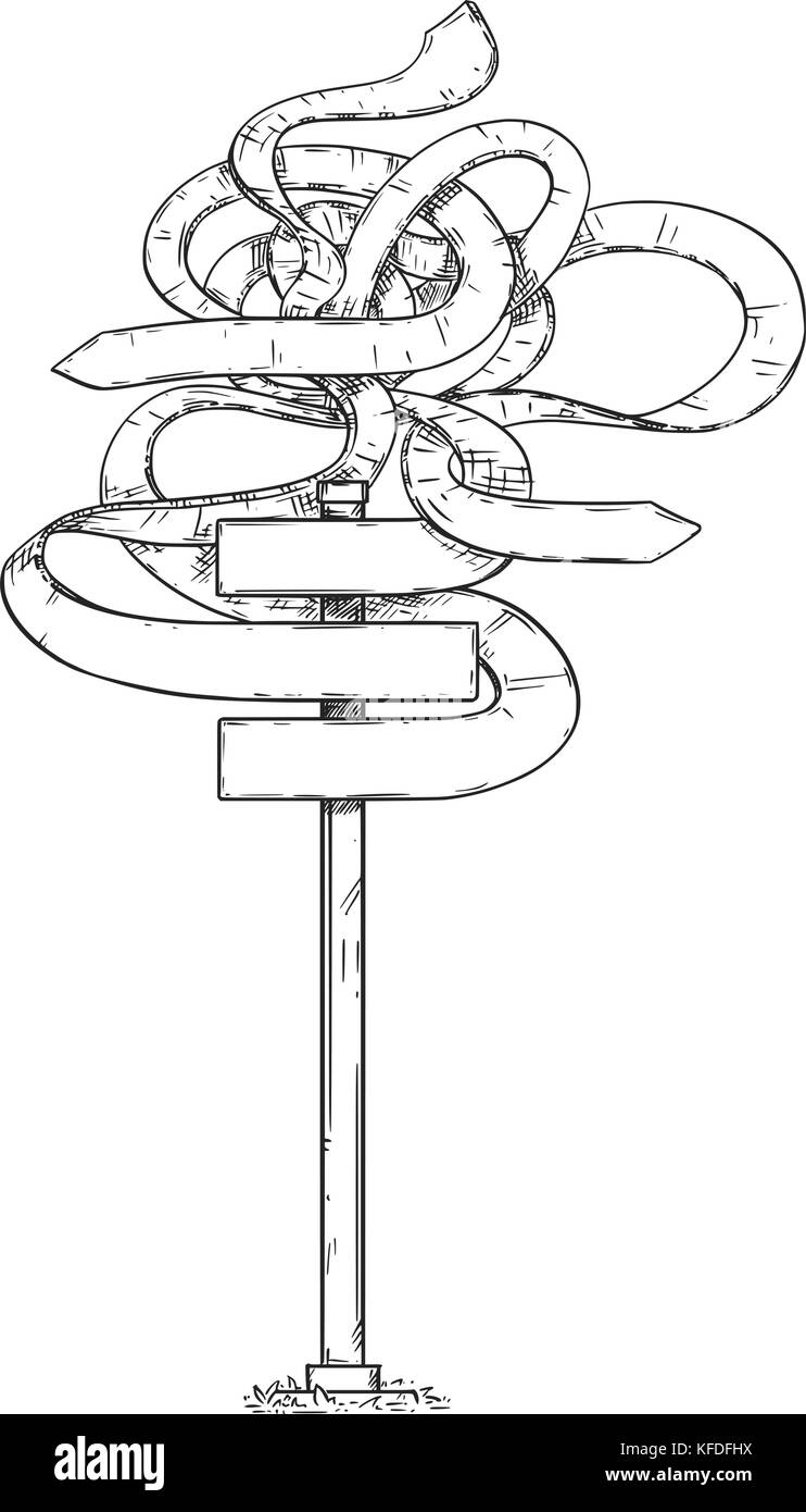 Vector cartoon dessin du vide vide confus panneau routier. Illustration de Vecteur