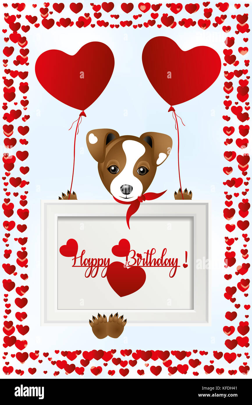 Mignon Petit Chien Jack Russell Avec Coeur Ballons Et Mots Joyeux Anniversaire Encadre Par Coeur Rouge Photo Stock Alamy Mignon Petit Chien Jack Russell Avec Coeur Ballons Et Mots Joyeux Anniversaire Encadre Par Coeur Rouge Photo Stock Alamy