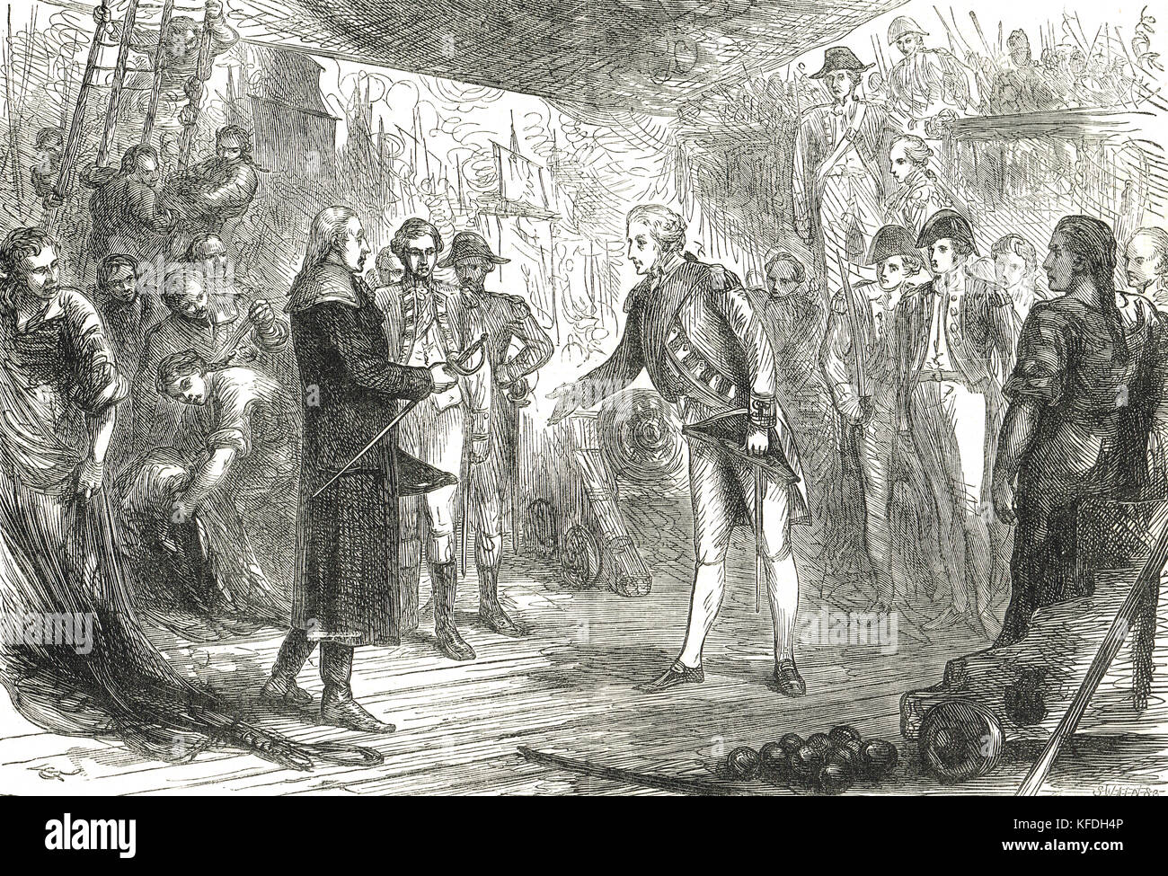 Jan Willem de Winter se rend à bord du HMS Venerable, bataille de Camperdown, 11 octobre 1797 Banque D'Images