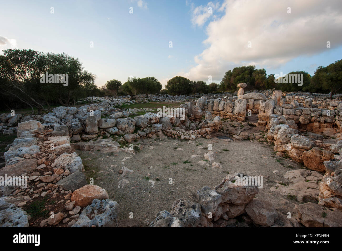 Torre d'en Galmés - Âge du Bronze mégalithe site sur Minorque, Iles Baléares, Espagne, Mer Méditerranée. Banque D'Images