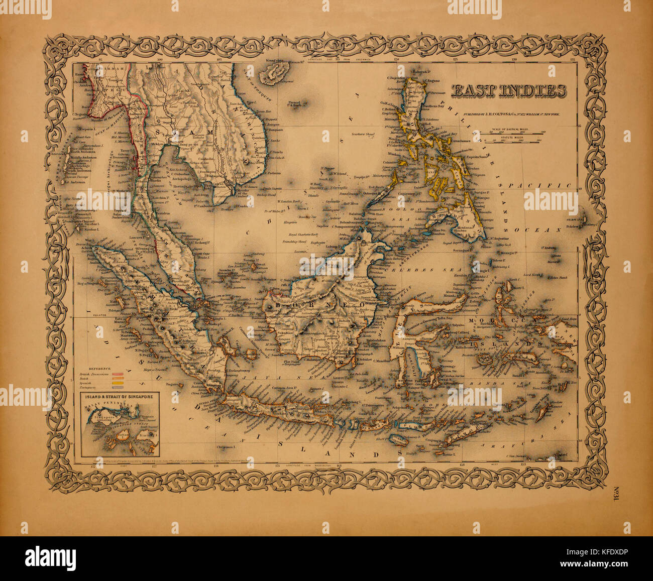 Carte des Indes orientales, 1855 Banque D'Images