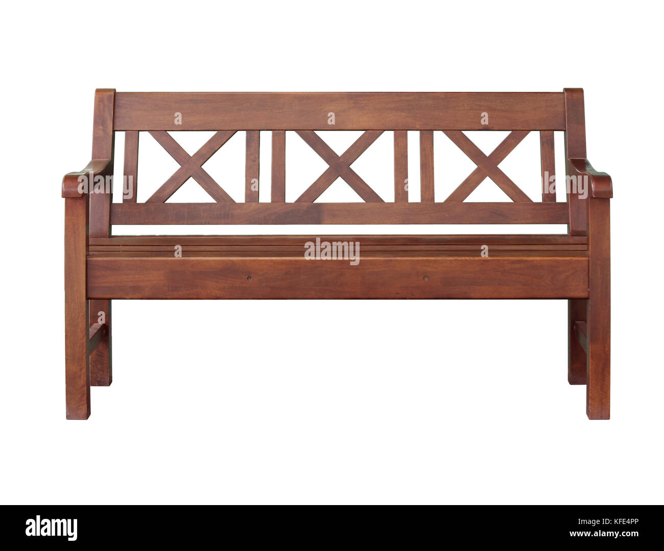 Banc en bois. isolé sur fond blanc avec chemin de détourage. Banque D'Images