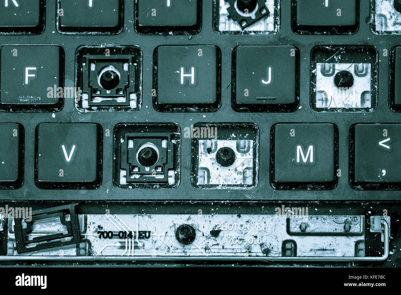 Les touches du clavier de l'ordinateur cassé avec missing Banque D'Images