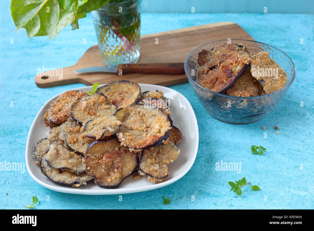 Aubergines frites chips Banque D'Images