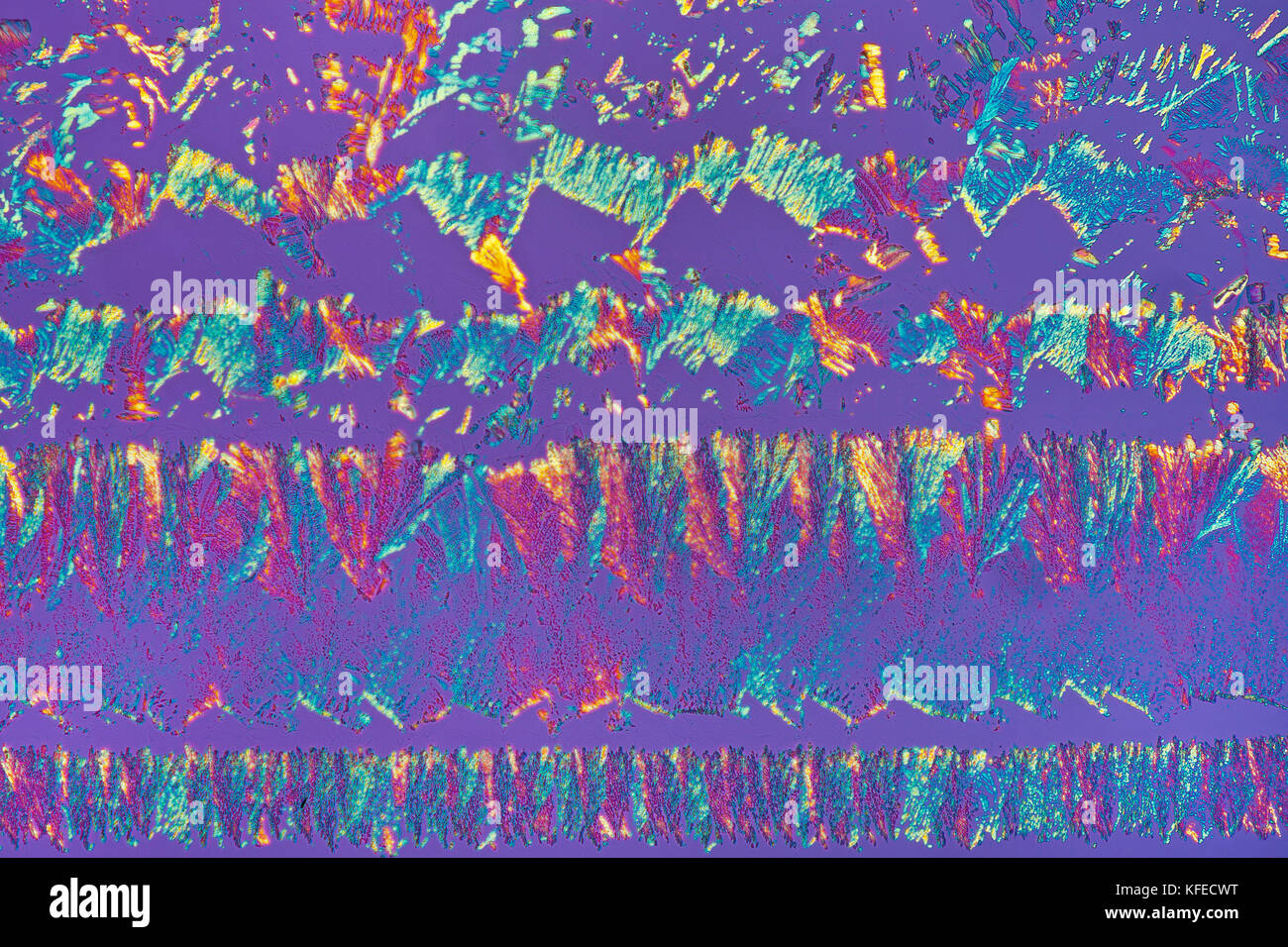 Avec la glycine la dextrine, microslide fondre, crystal photomicrographie, polarisation croisée avec waveplate ajouté. Banque D'Images