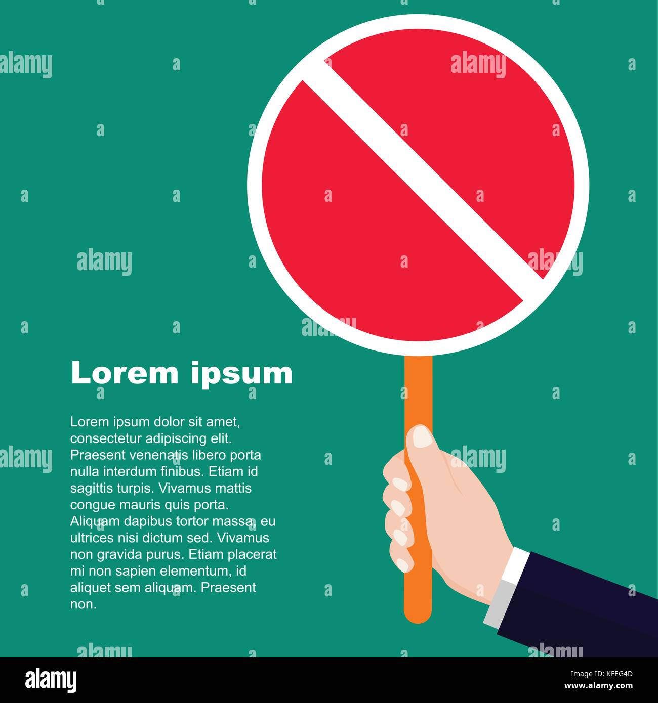 Rouge a warning sign, main tenant un signe d'interdiction rouge. vector illustration design plat. Illustration de Vecteur Rouge a warning sign, main tenant un signe d'interdiction rouge. vector illustration design plat. Illustration de Vecteur