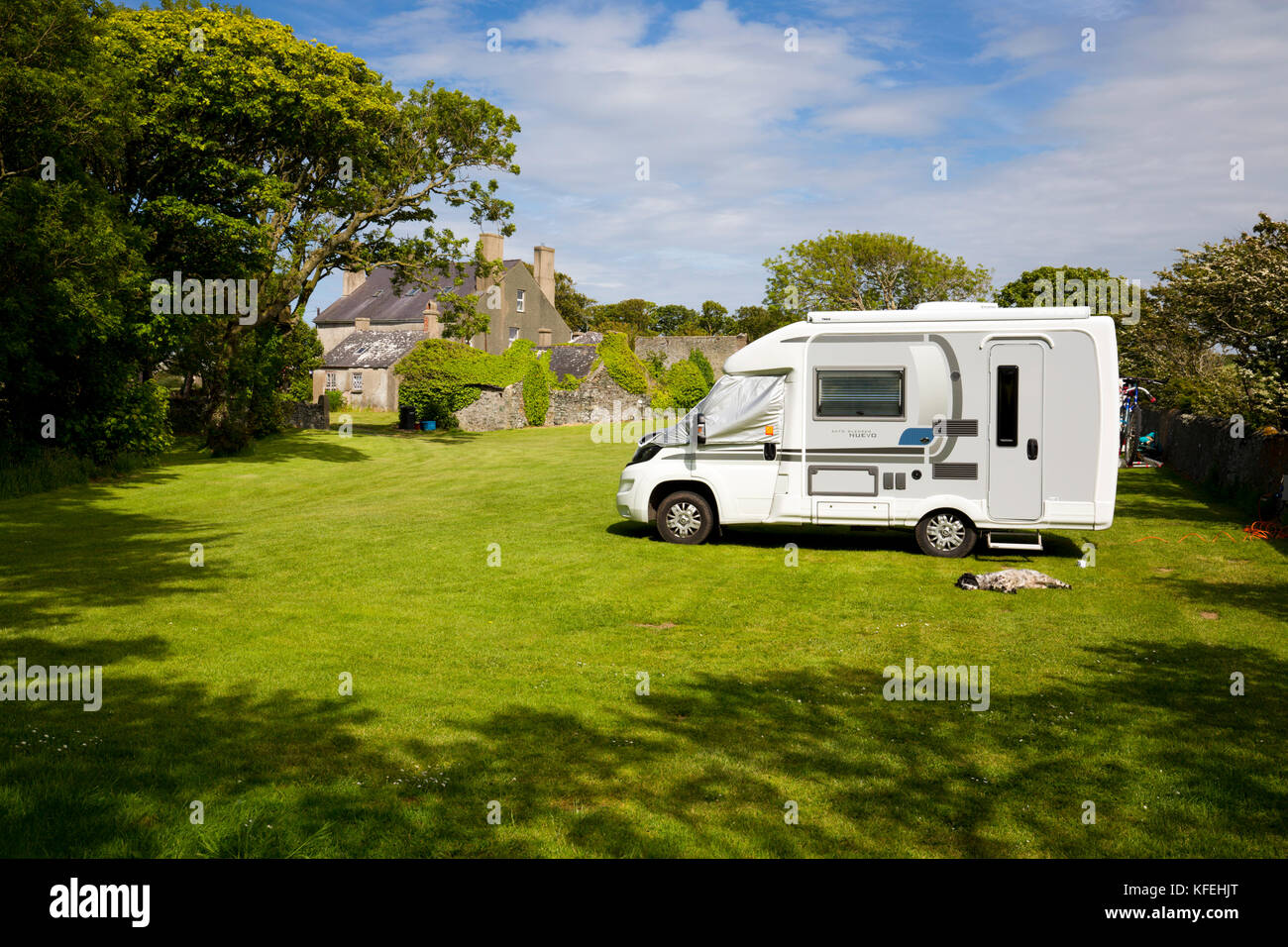 Motor Home ; Cafnan Camp site ; Anglesey ; Royaume-Uni Banque D'Images