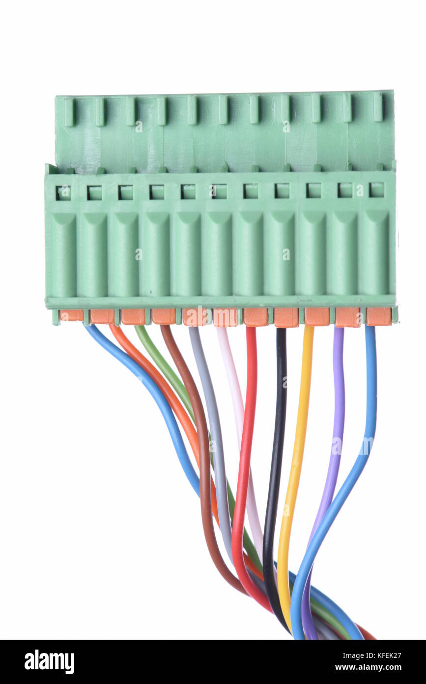 Connecteur de câble électrique isolé sur fond blanc Banque D'Images