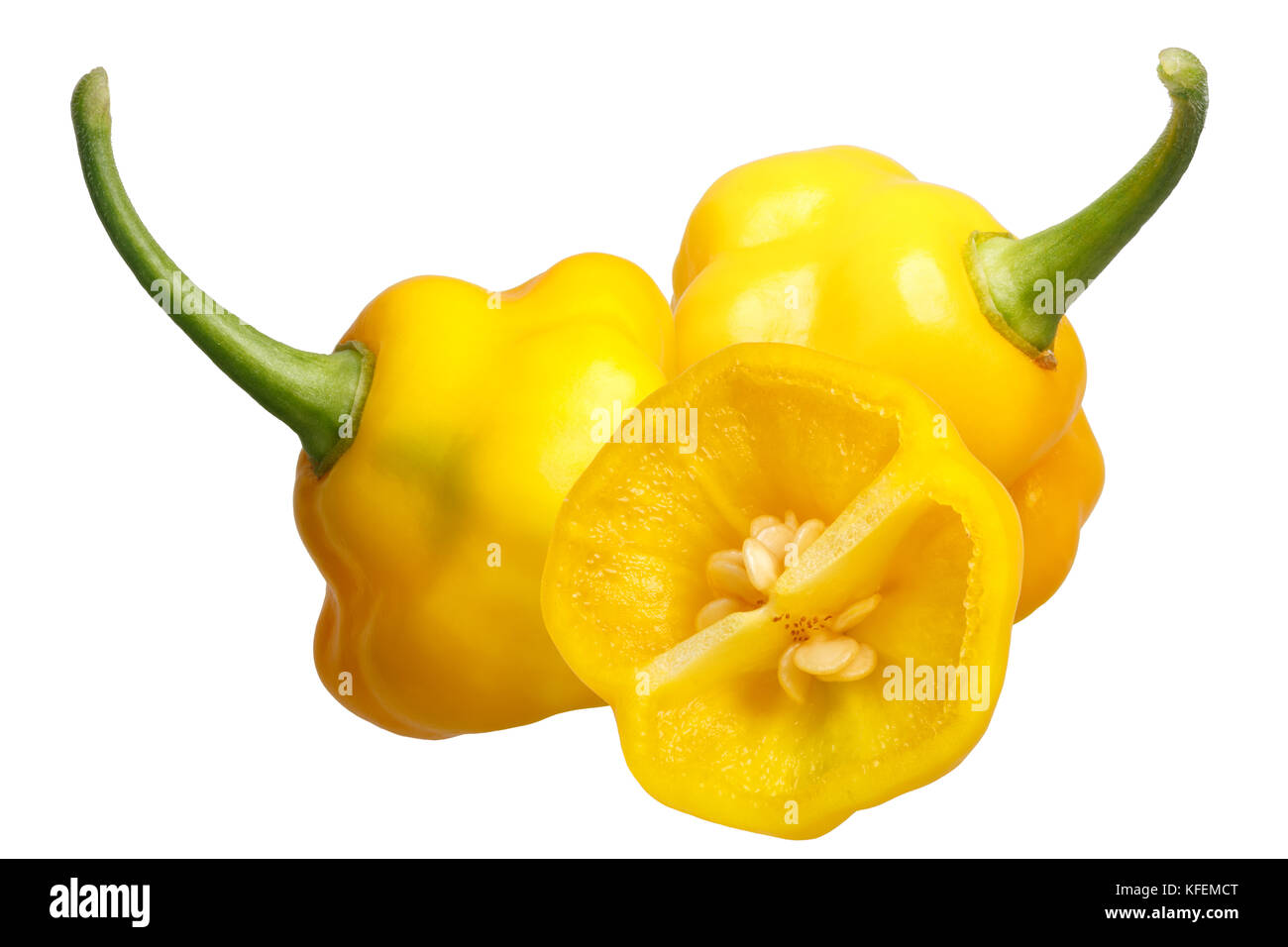 Trinité-parfum poivrons du Chili (capsicum chinense) chemin de détourage. Banque D'Images