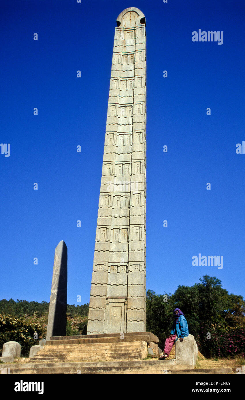 La stèle du roi izana à Axum, Ethiopie Banque D'Images