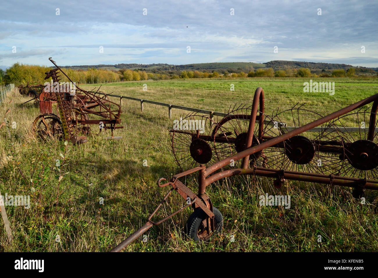 Matériel agricole ancien collège à Lake Nature Reserve, España Banque D'Images