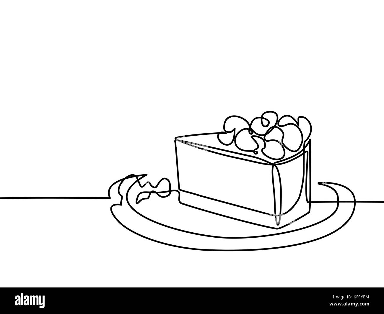 Dessin De Ligne Continu De Morceau Gateau Illustration Vecteur Ligne Noire Sur Fond Blanc Image Vectorielle Stock Alamy