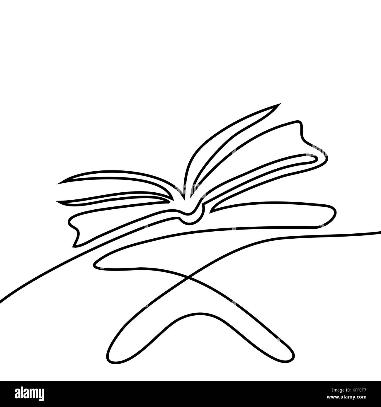 Le livre saint du Coran sur le stand. Dessin de ligne continue. Vector illustration sur fond blanc Illustration de Vecteur