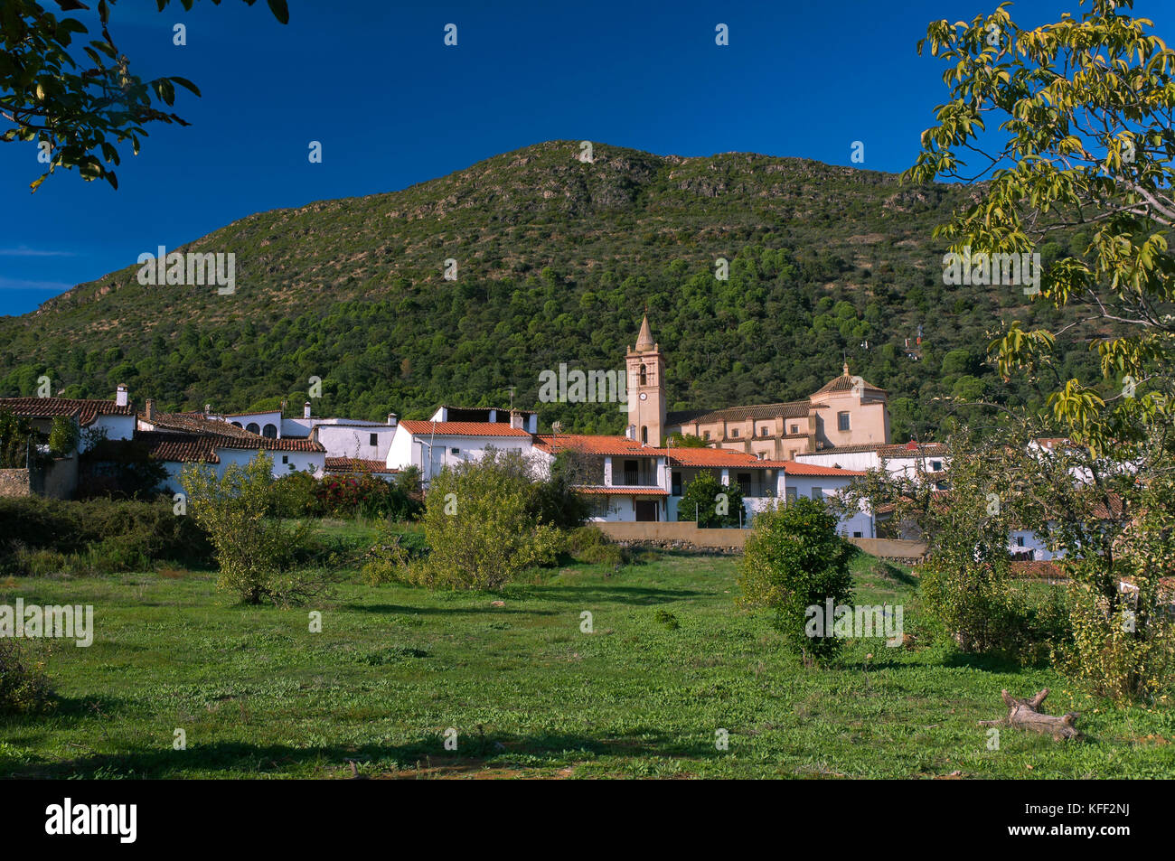 Vue panoramique, linares de la sierra, province de Huelva, Andalousie, Espagne, Europe Banque D'Images