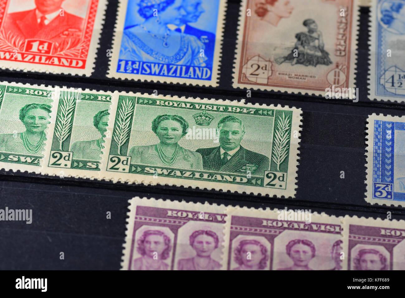 Ancienne collection de timbres de l'empire britannique - Swaziland Banque D'Images