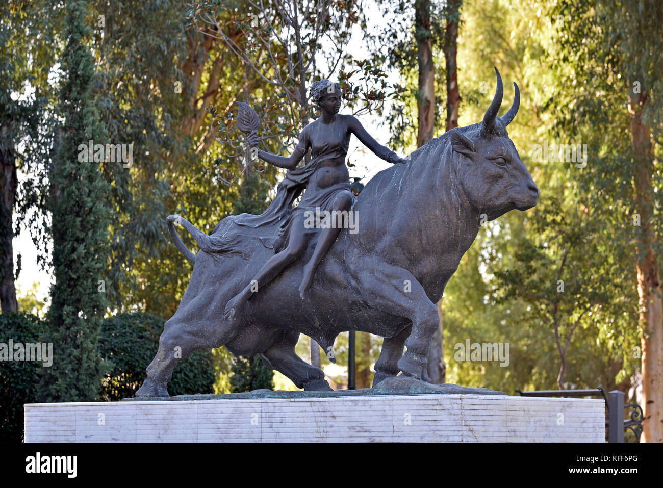 Statue de l'enlèvement d'Europa à Athènes, Grèce Banque D'Images