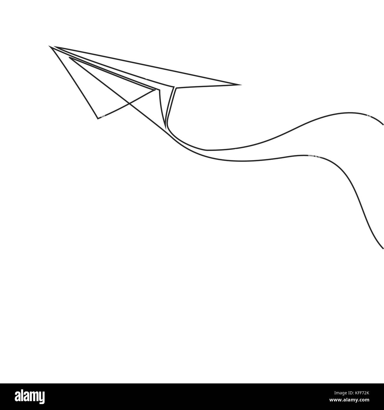 Ligne continue dessin d'avion en papier. Vector illustration message icône d'affaires Illustration de Vecteur