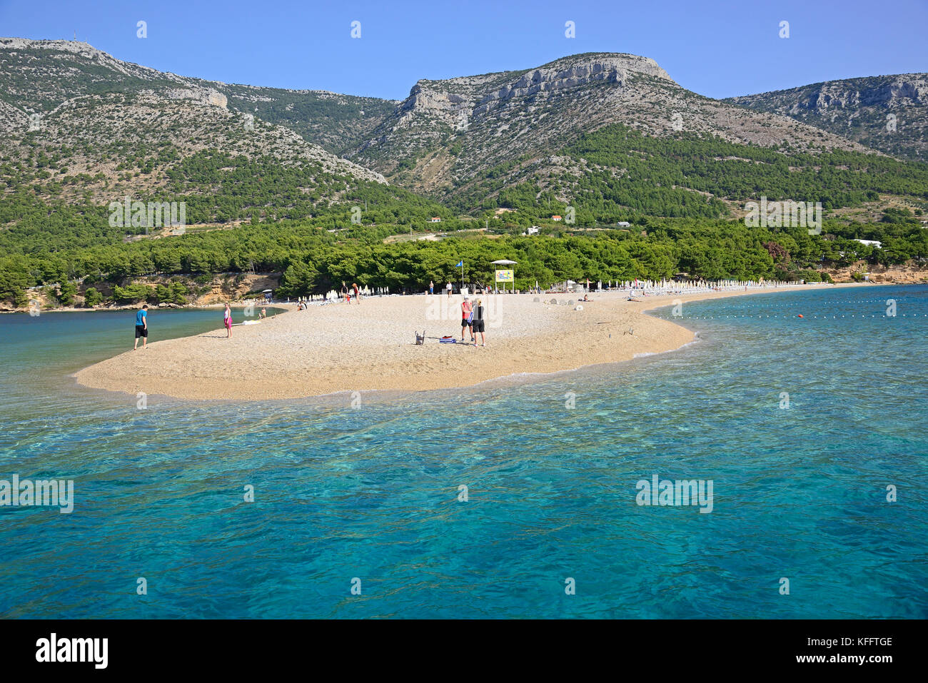 Cap ou la corne d'or ( ) de Zlatni rat sur l'île de Brac, mer Adriatique, mer méditerranée, île de Brac, Dalmatie, Croatie Banque D'Images Cap ou la corne d'or ( ) de Zlatni rat sur l'île de Brac, mer Adriatique, mer méditerranée, île de Brac, Dalmatie, Croatie Banque D'Images