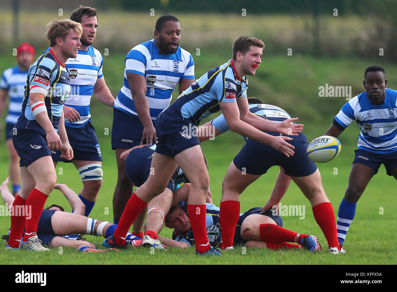 Old Cooperians RFC vs Wanstead RFC, Londres 2 North East Division Rugby Union à la Coopers Company et Coborn School le 28 octobre 2017 Banque D'Images