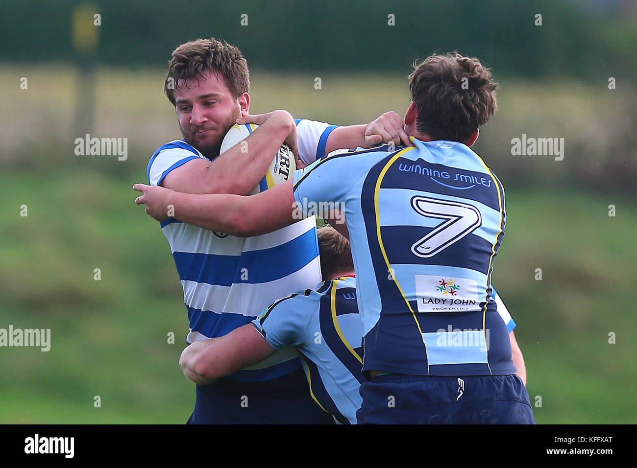 Old Cooperians RFC vs Wanstead RFC, Londres 2 North East Division Rugby Union à la Coopers Company et Coborn School le 28 octobre 2017 Banque D'Images