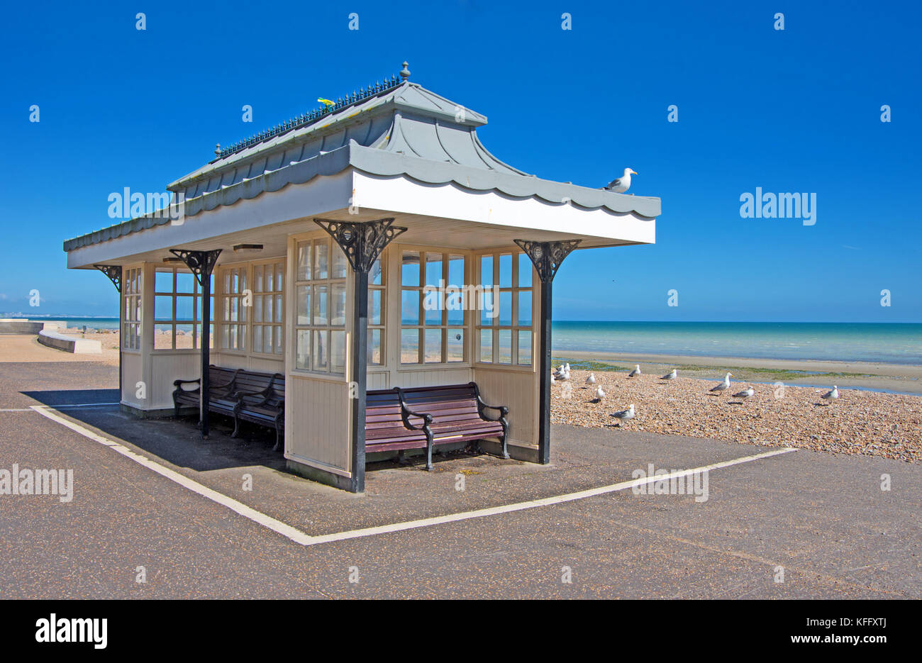 Worthing, Sussex, abri, promenade Banque D'Images