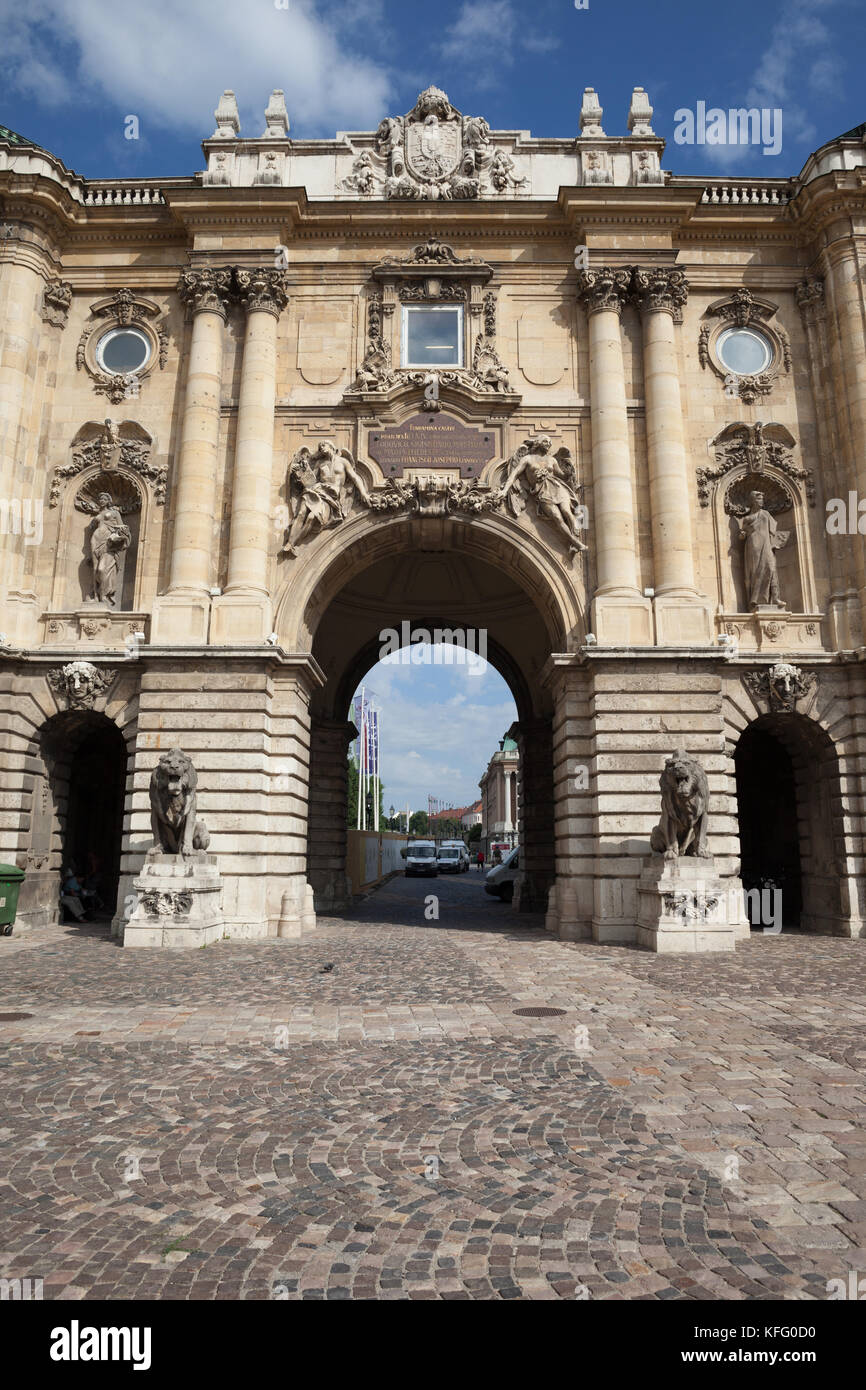 Palais Royal du château de Buda à Budapest, Hongrie passerelle Banque D'Images