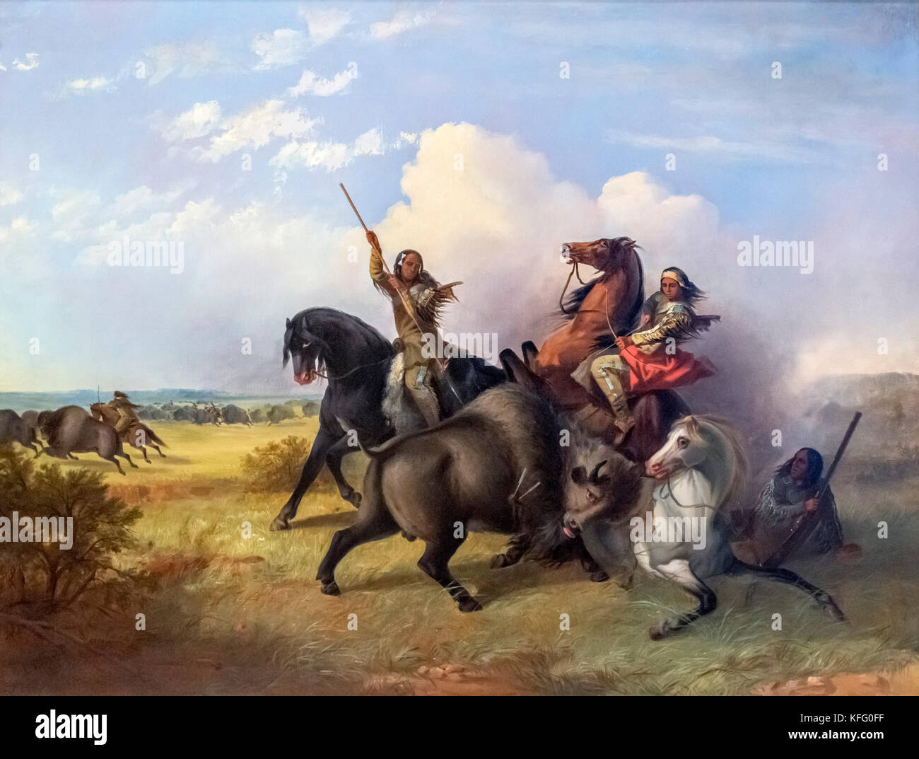 Chasse au bison par John Mix Stanley (1814-1872), huile sur toile, 1855 Banque D'Images