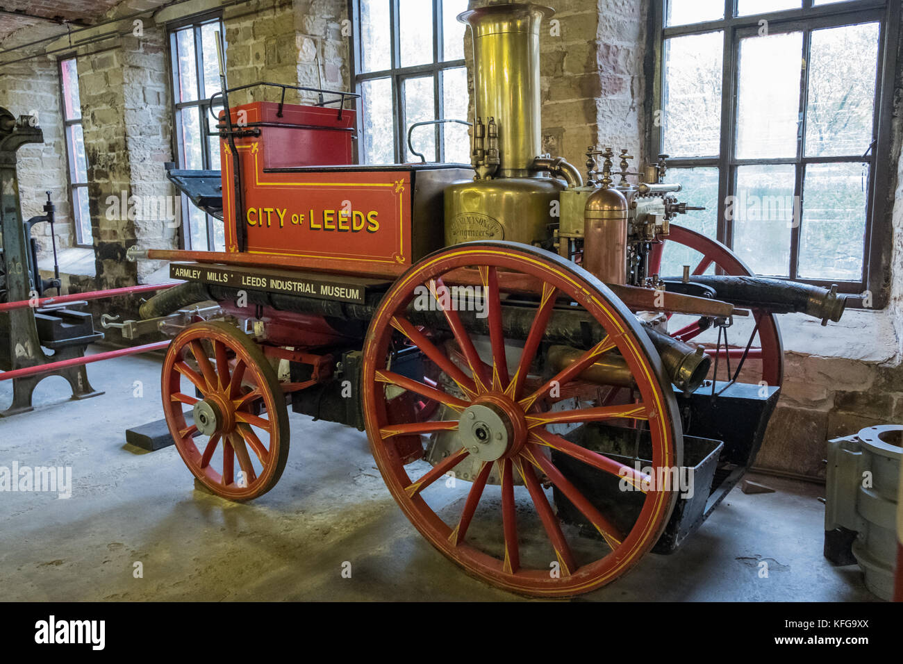 Fire engine at leeds industrial museum, armley mills, West Yorkshire. Banque D'Images