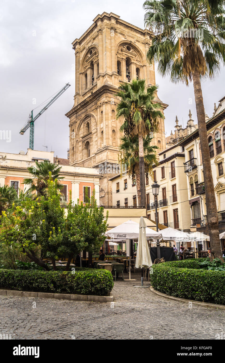 Metropolitan Tower, Cathédrale de l'église sainte de l'Incarnation, de styles Renaissance et baroque espagnol, Grenade, Andalousie, Espagne Banque D'Images