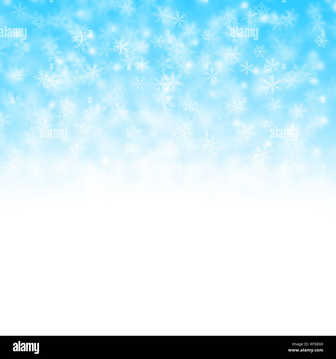 Blanc de noël et le fond bleu avec des flocons de neige Banque D'Images