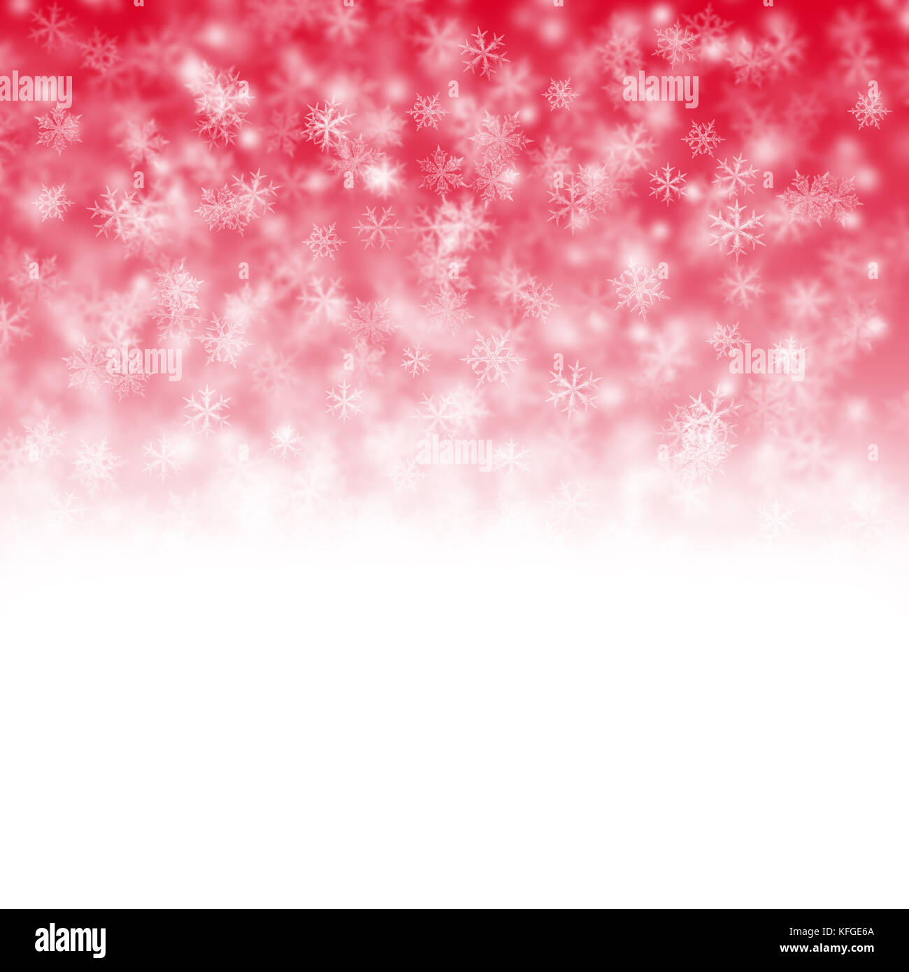 Fond rouge et blanc de Noël avec des flocons de neige Banque D'Images