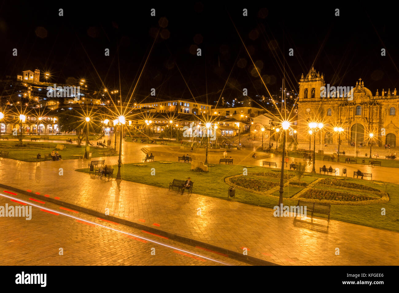 Plaza de Armas de nuit à Cusco Pérou Banque D'Images