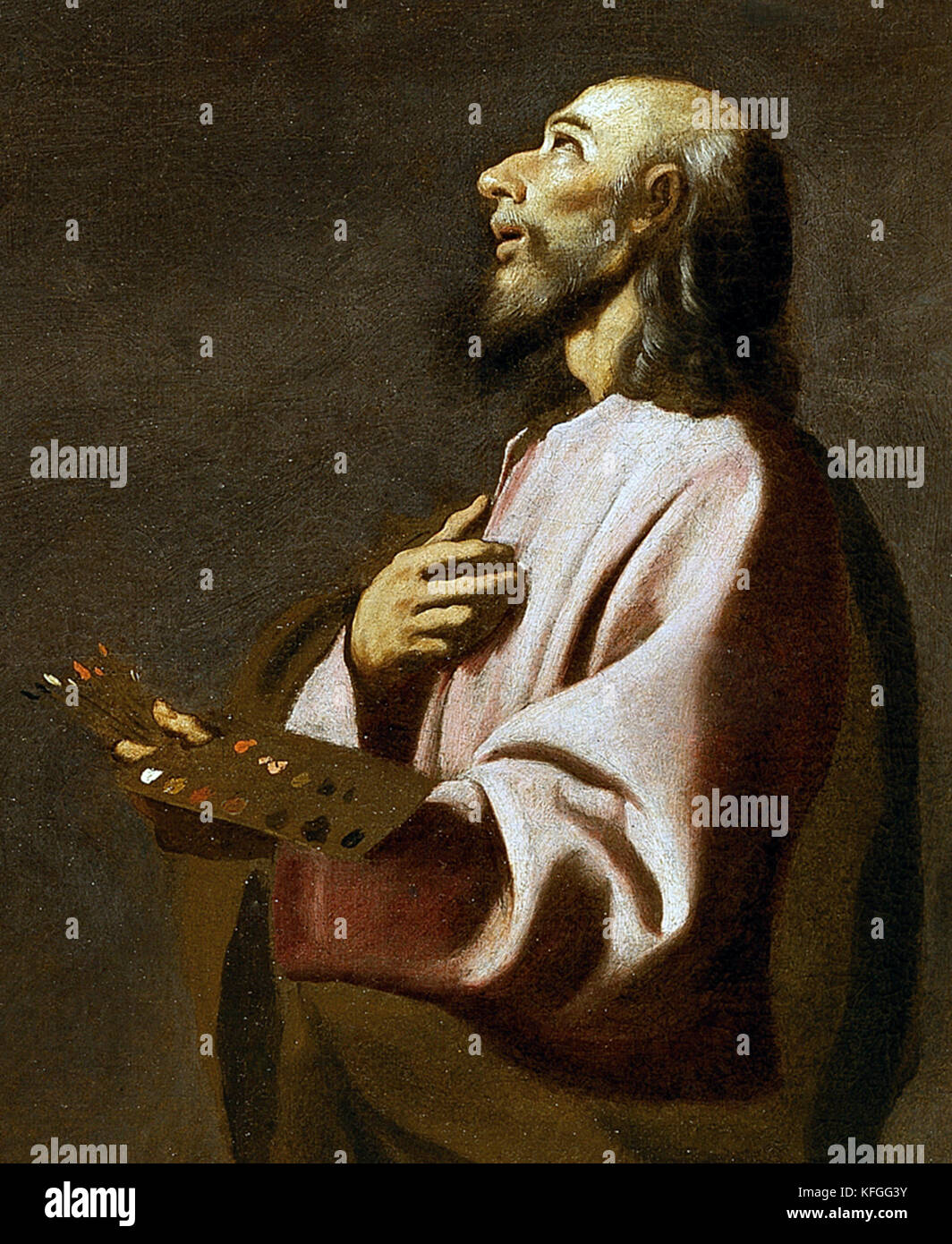 Francisco de Zurbarán, autoportrait de Francisco Zurbarán comme Saint Luke Francisco de Zurbarán, peintre espagnol Banque D'Images