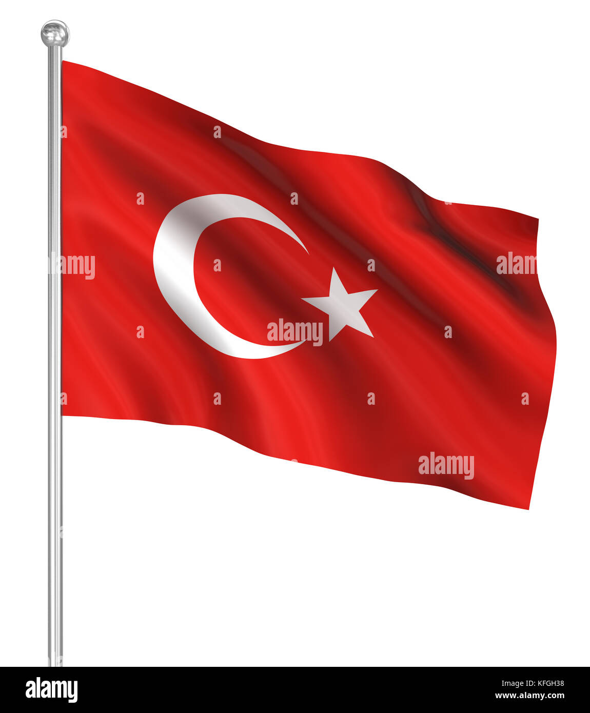 Drapeau de la Turquie , image générée par ordinateur. 3D render. Banque D'Images