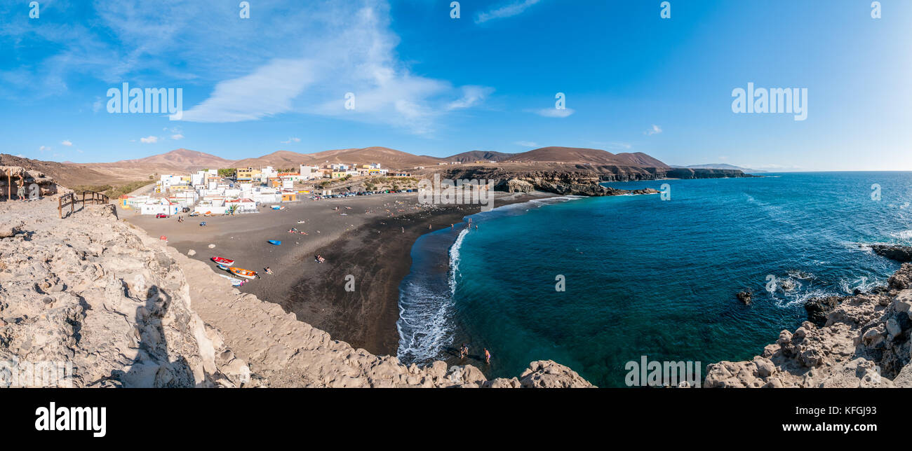 Vue panoramique sur le village de pêcheurs de Ajuy, Fuerteventura, Îles Canaries, Espagne Banque D'Images