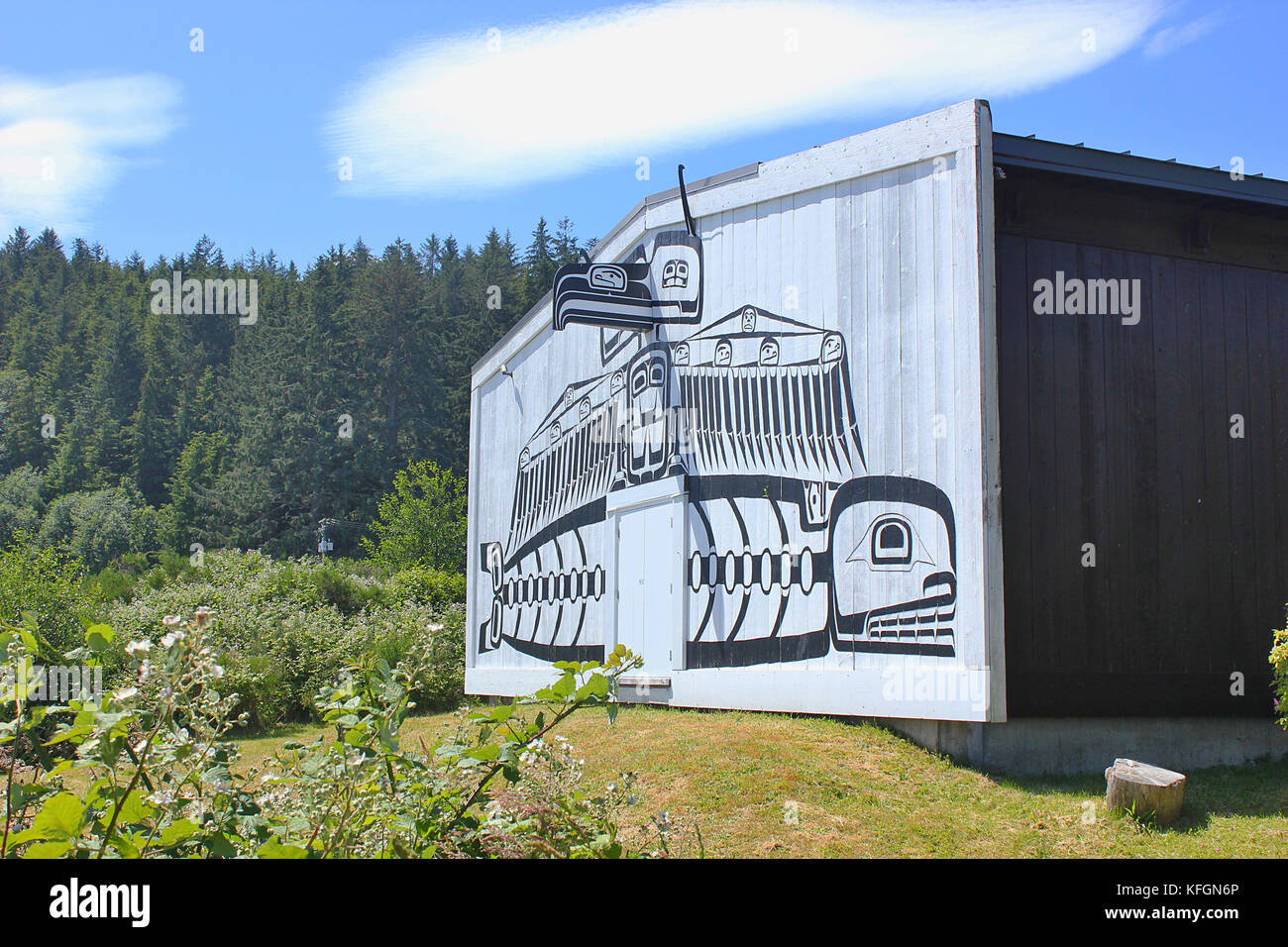 La Première Nation Namgis Centre culturel Umista longue maison dans la région de Alert Bay sur l'île Cormorant au large de la côte ouest canadienne Banque D'Images