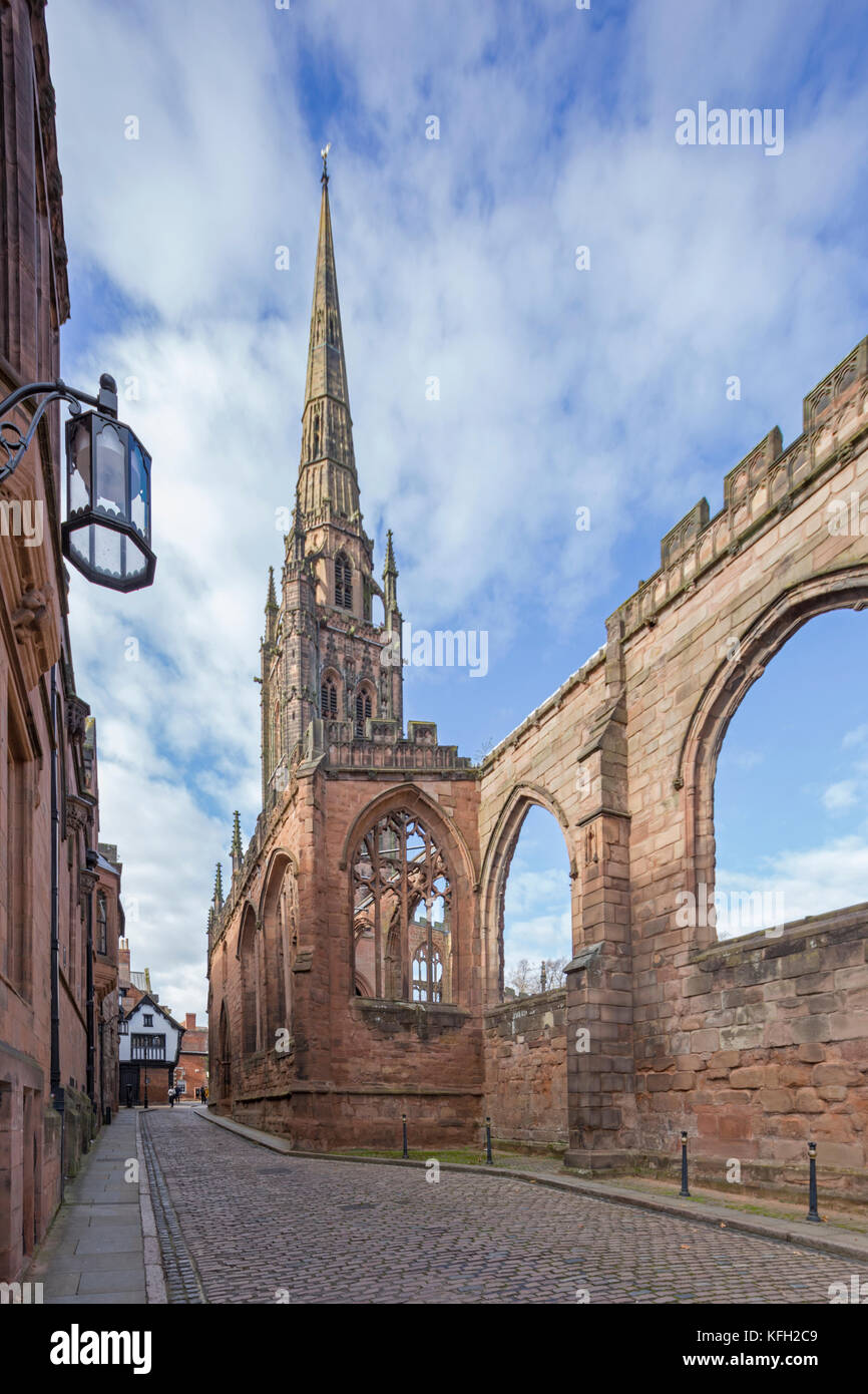 Les ruines de la cathédrale Saint Michael's, Coventry, Angleterre, RU Banque D'Images