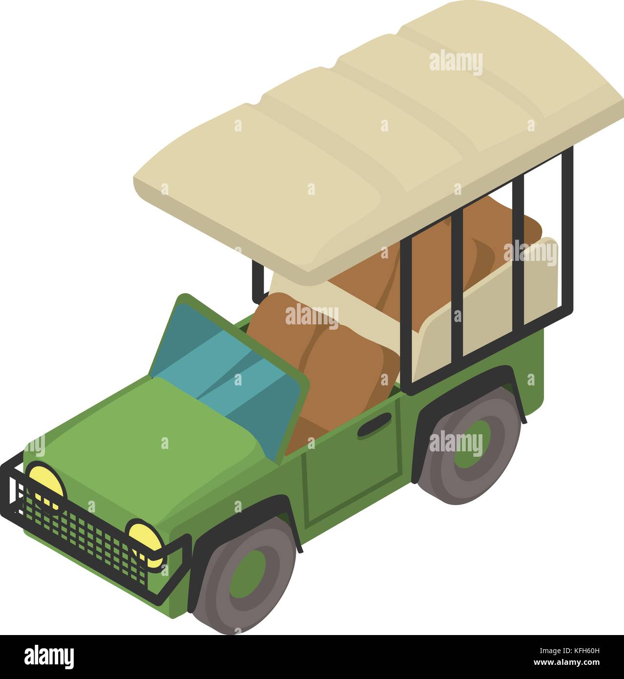 Icône de voiture safari, style isométrique Illustration de Vecteur
