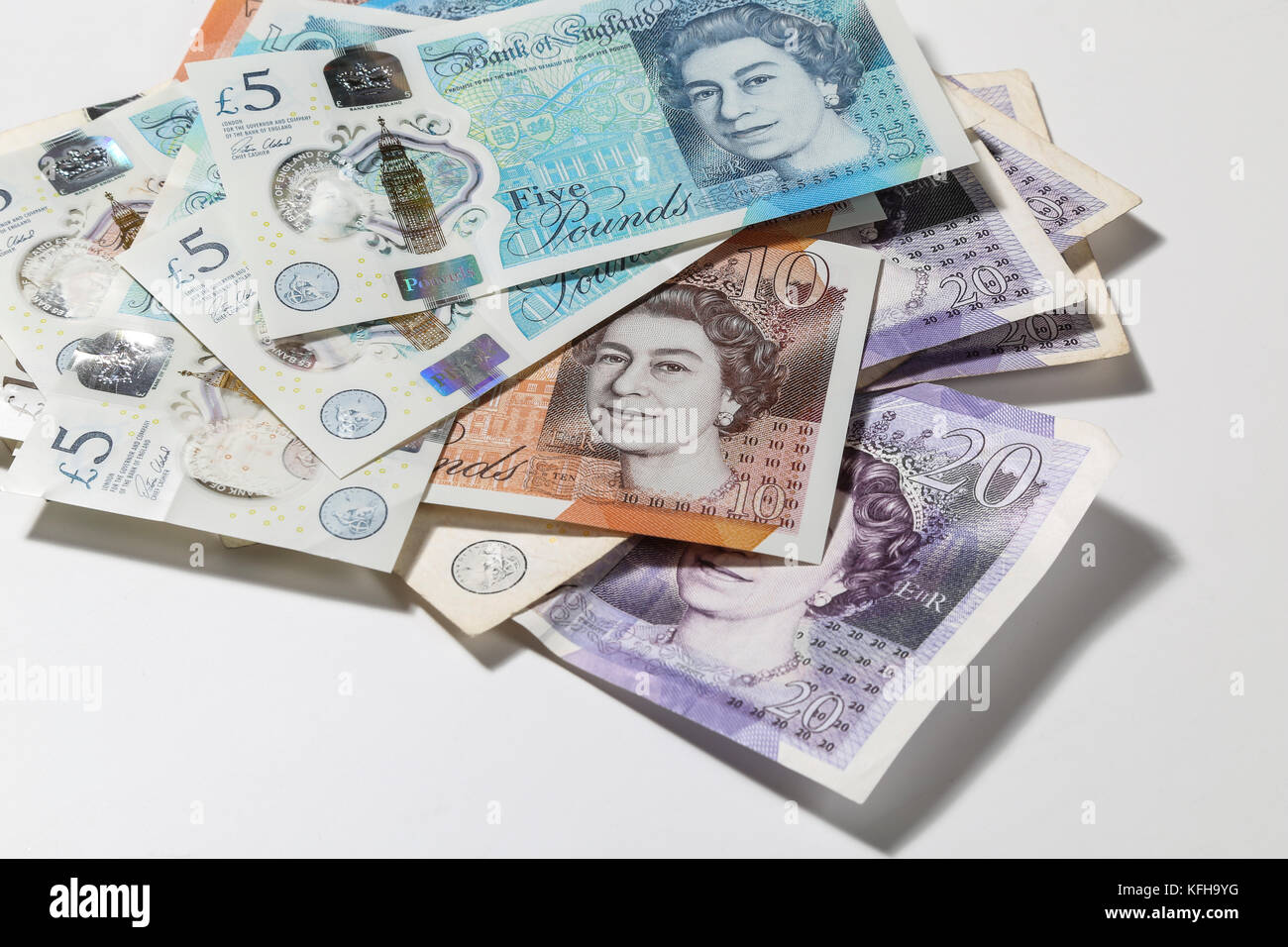 New British £5 et £10 notes Banque D'Images