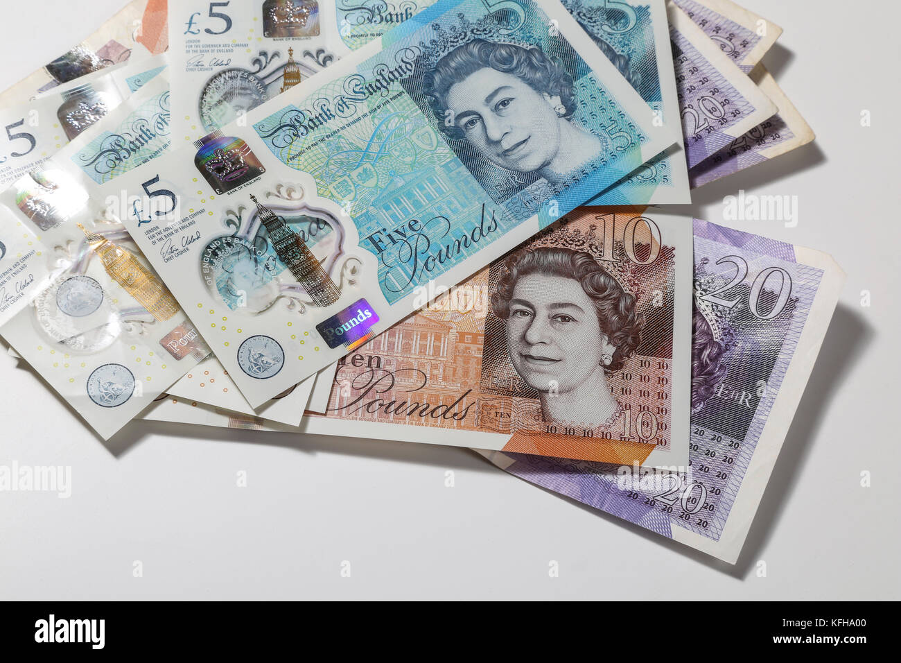 New British £5 et £10 notes Banque D'Images